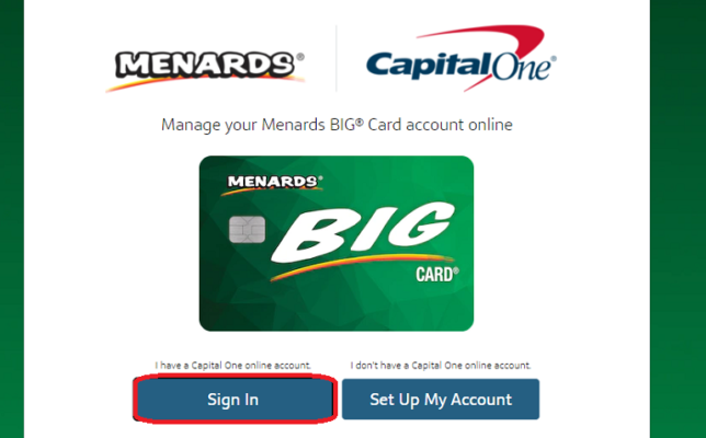 Menards Credit Card Login Steps