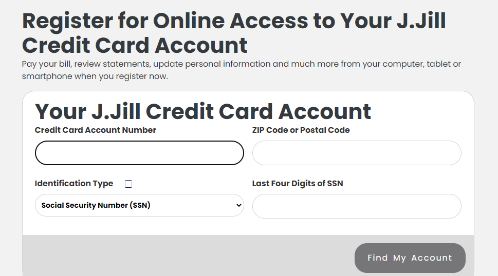 How To Register Your J.Jill Credit Card Account for Online Access