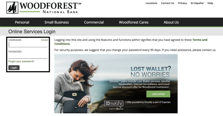 WoodForest Bank Login Steps