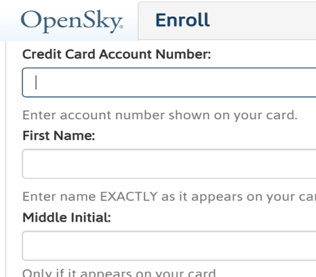 How To Enroll In Open Sky Credit Card Online Access