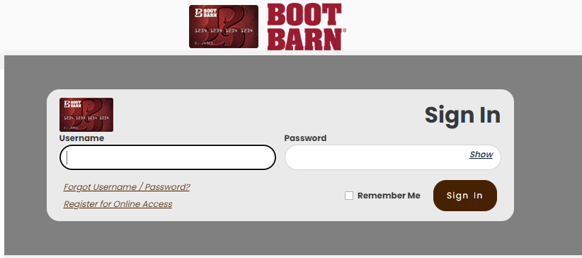 Boot Barn Credit Card Login Steps