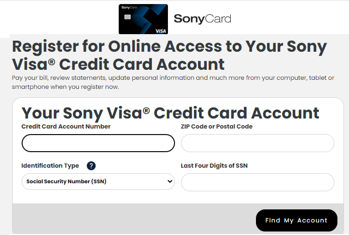 How To Register For Online Access To Your Sony Credit Card Account